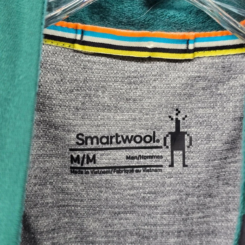 Smartwool active Wind Vest‎ Mens Medium Green Merino Wool Full Zip Active Layer